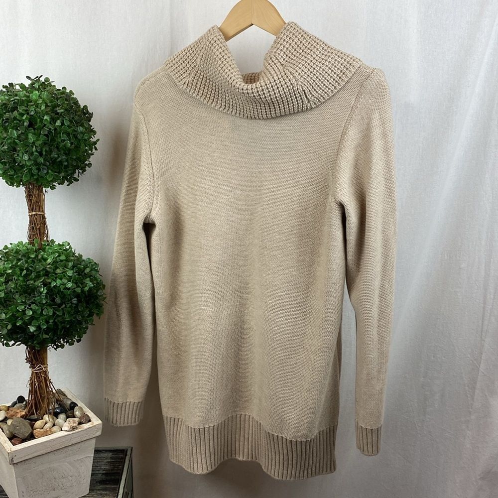 Calvin Klein Tan Knit Long Sleeve Cowl Neck Sweater NEW L - Picture 3 of 5